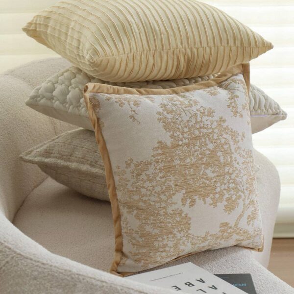 Textured Embroidery, Subtle Floral Throw Pillows Pack of 1 of 18 inch x18 inch  with 450g Insert