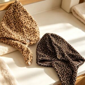 faire_b9_17 CouldNook Leopard Hair Towel Wrap - Patterned Drying Turban